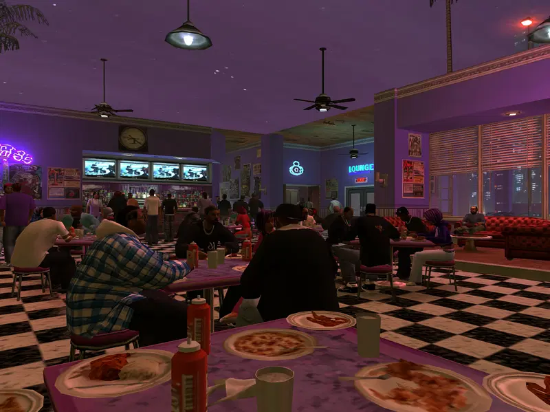 Modern Purple Themed Chicken Wing Shop with Lounge in East Atlanta