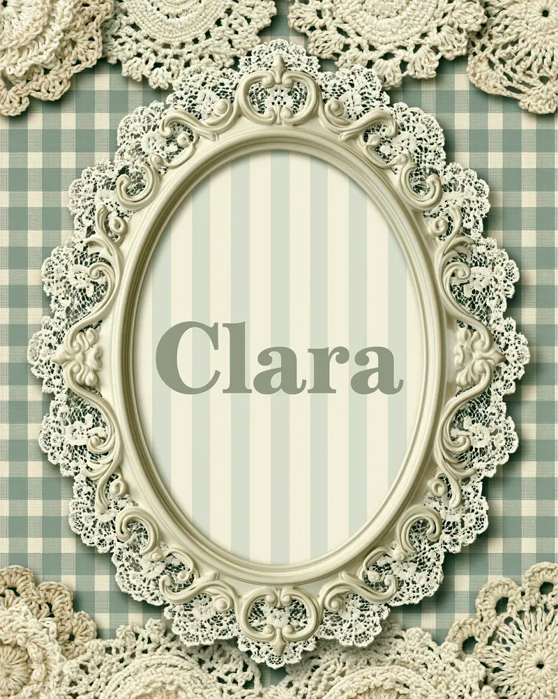 Elegant Vintage Nursery Name Print for Clara in Sage Green