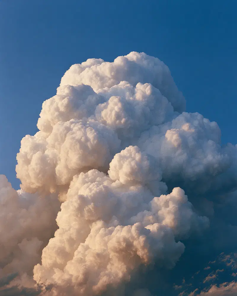 Massive Billowing Cumulonimbus Clouds at Dusk