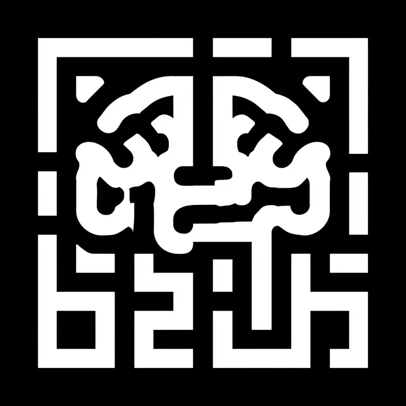 Simple Brutalist Icon of a Brain in Black and White
