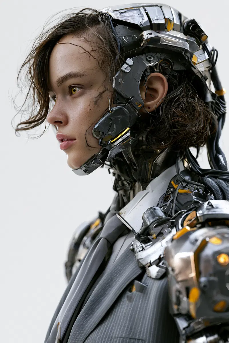 Futuristic AI Agent with Cybernetic Features