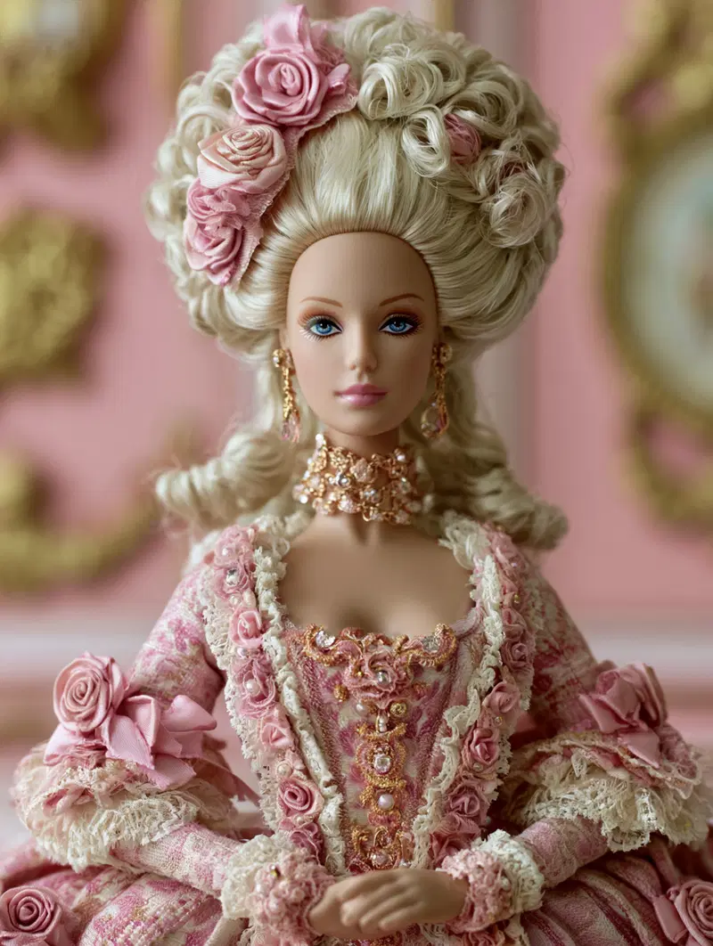 Barbie Doll Styled as Marie Antoinette in Pastel Colors