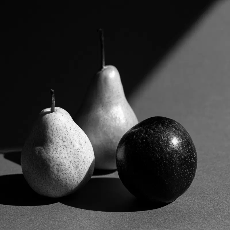 Elegant Black and White Minimalist Fruit Composition