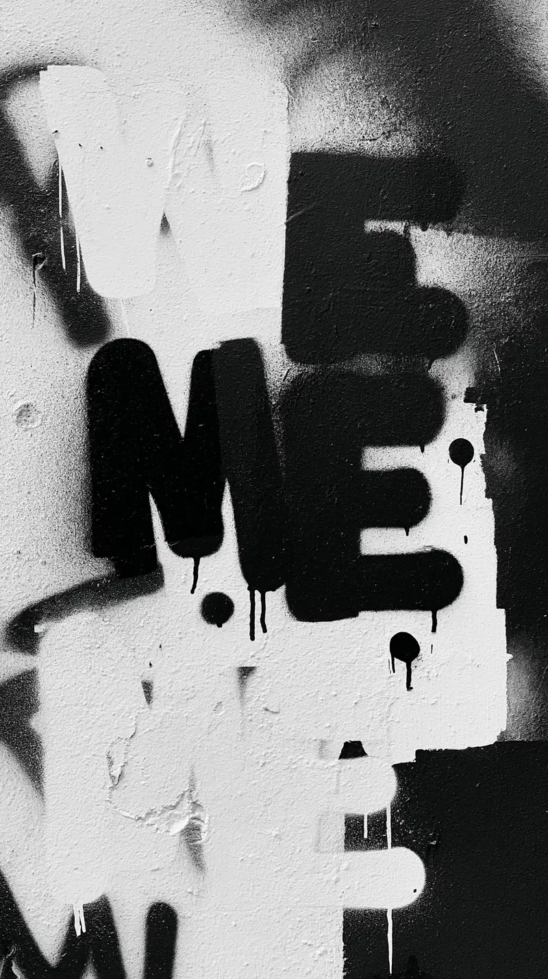 Black and White Street Graffiti Art Featuring 'We and Me'