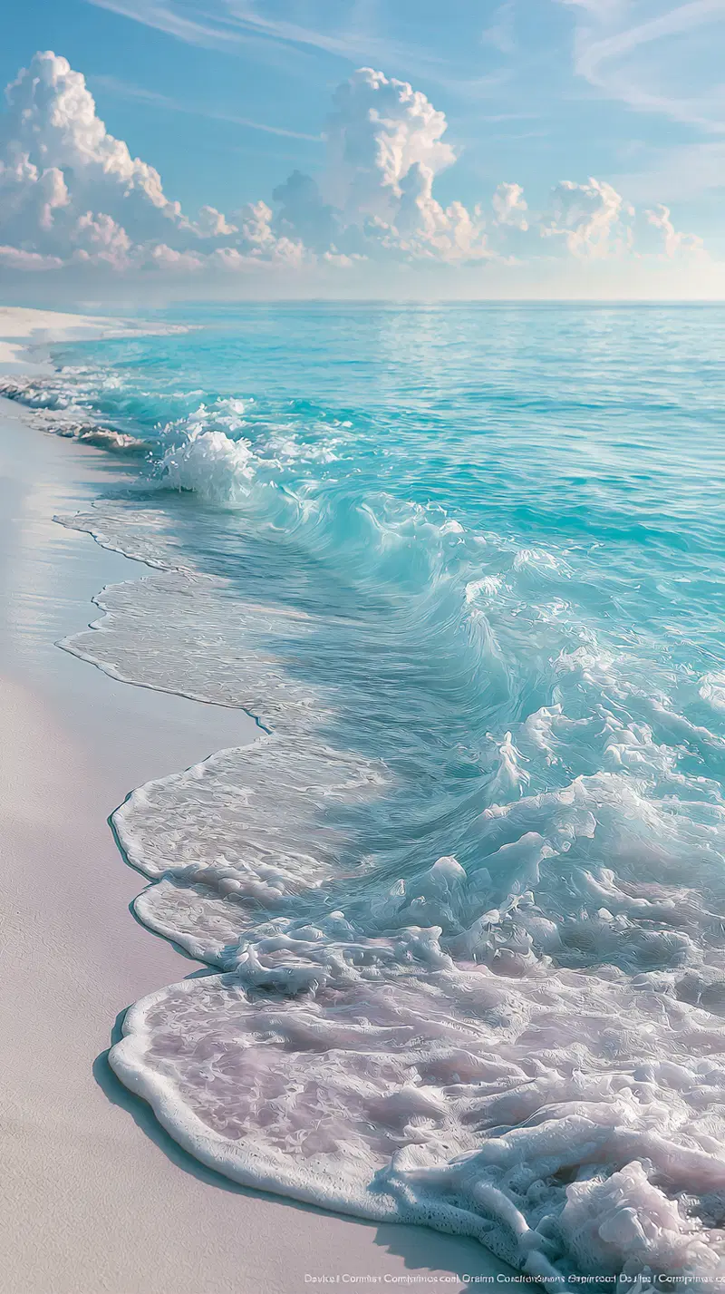 Serene Tropical Beach with Gentle Waves Under a Clear Sky