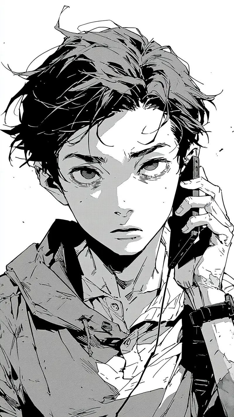 Close-up of a Teenage Boy on Phone with Emotive Expression