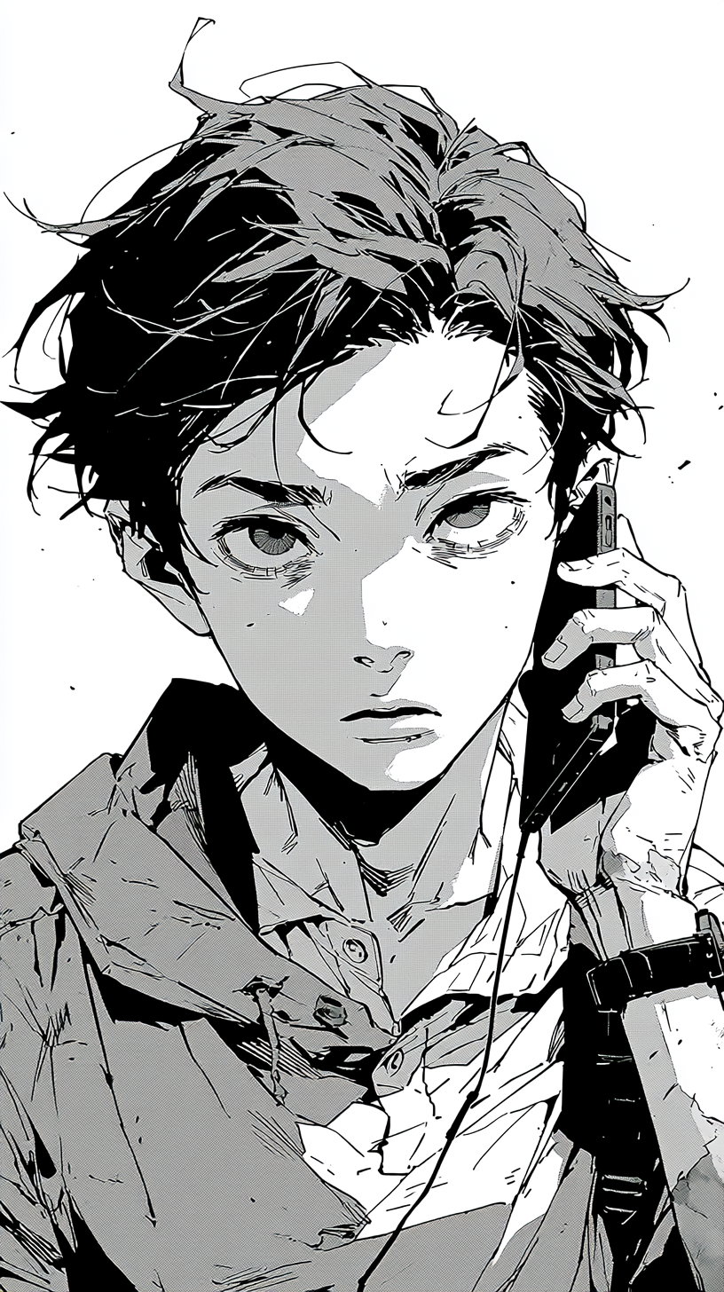A teenage boy with short hair, holding a mobile phone to his ear while rolling his eyes, wearing a hoodie.