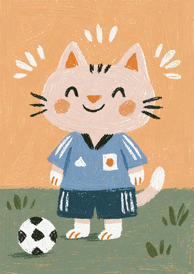 Adorable Illustration of a Cat in a Soccer Jersey