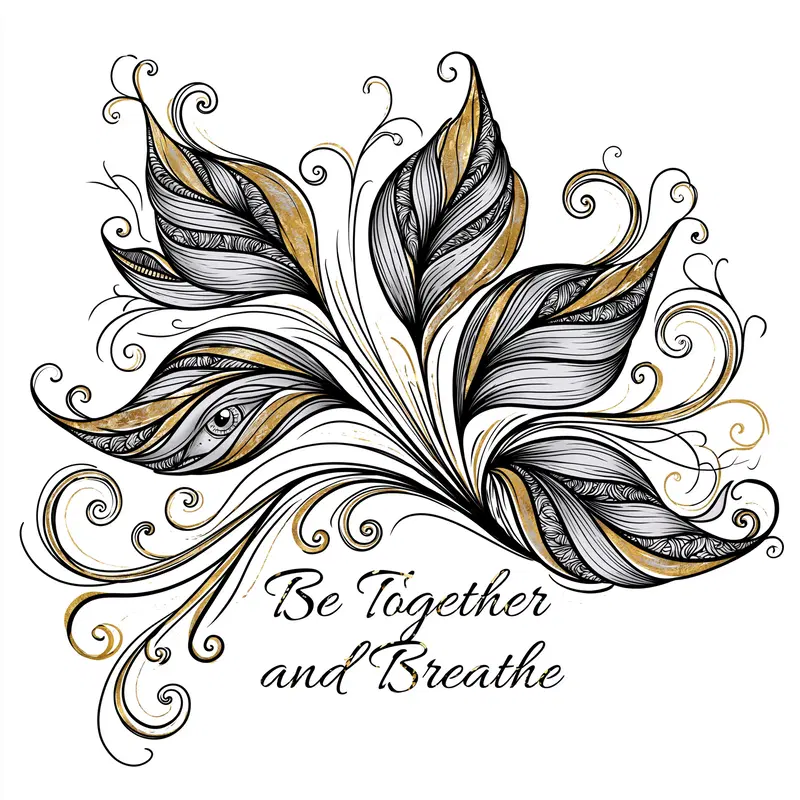 Elegant Hand-Drawn Botanical Illustration with Gold Accents