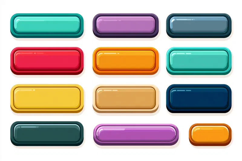 Colorful Game UI Button Sprite Sheet with Flat Design