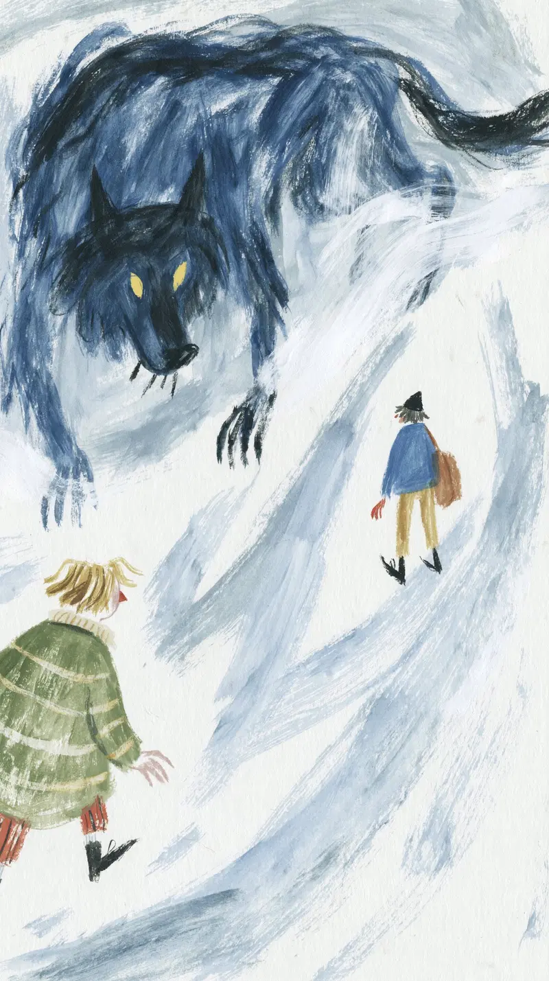 Haunting Werewolf Encounter on a Winter Landscape