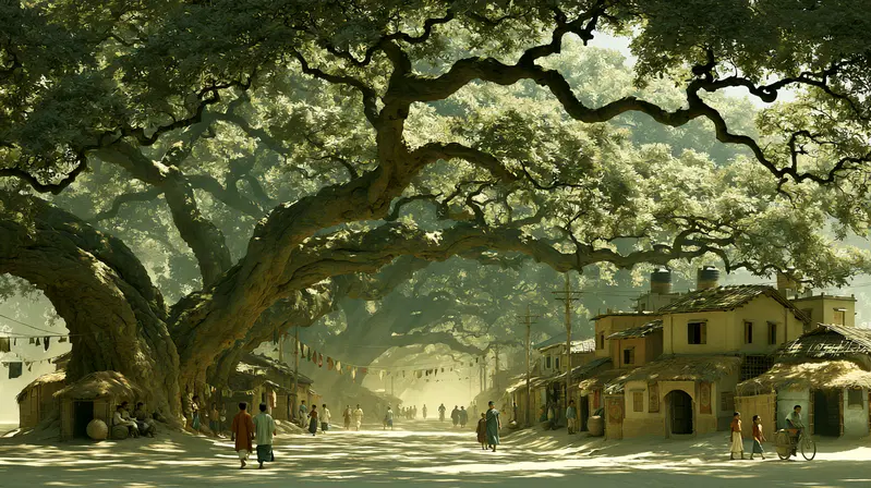 Cinematic Street Scene Under a Tree Canopy in Bangladesh
