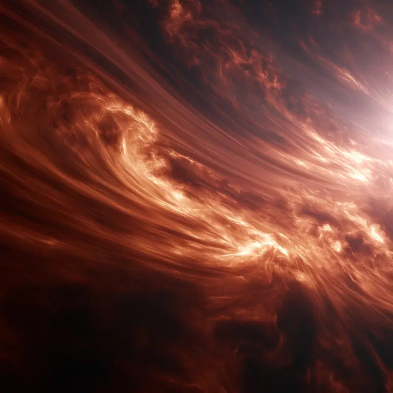 Dramatic Swirling Atmosphere of Jupiter in Rich Rust Colors