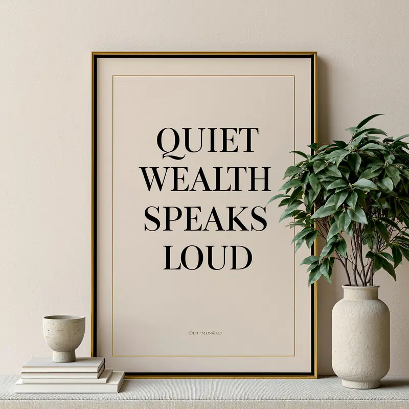 Elegant Typography Wall Art Featuring 'Quiet Wealth Speaks Loud'