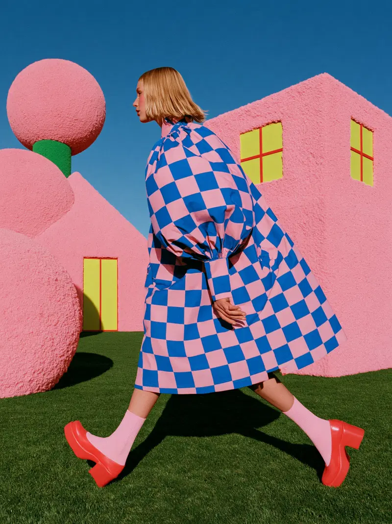 Dramatic Girl Dancing in a Pastel Dream Garden