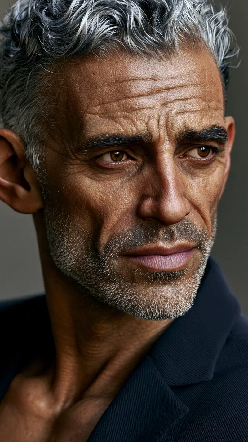 Cinematic Portrait of a Mature Man with Sharp Features