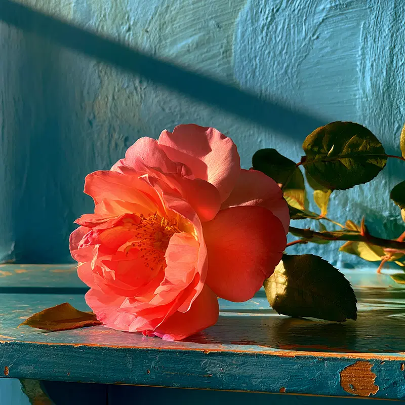Delicate Pink Rose Illuminated by Soft Window Light