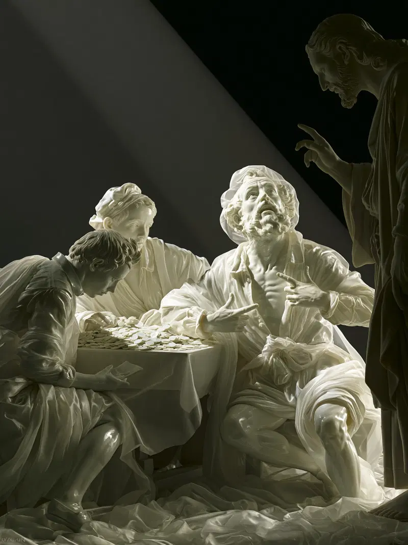 Elegant Porcelain Reinterpretation of The Calling of Saint Matthew
