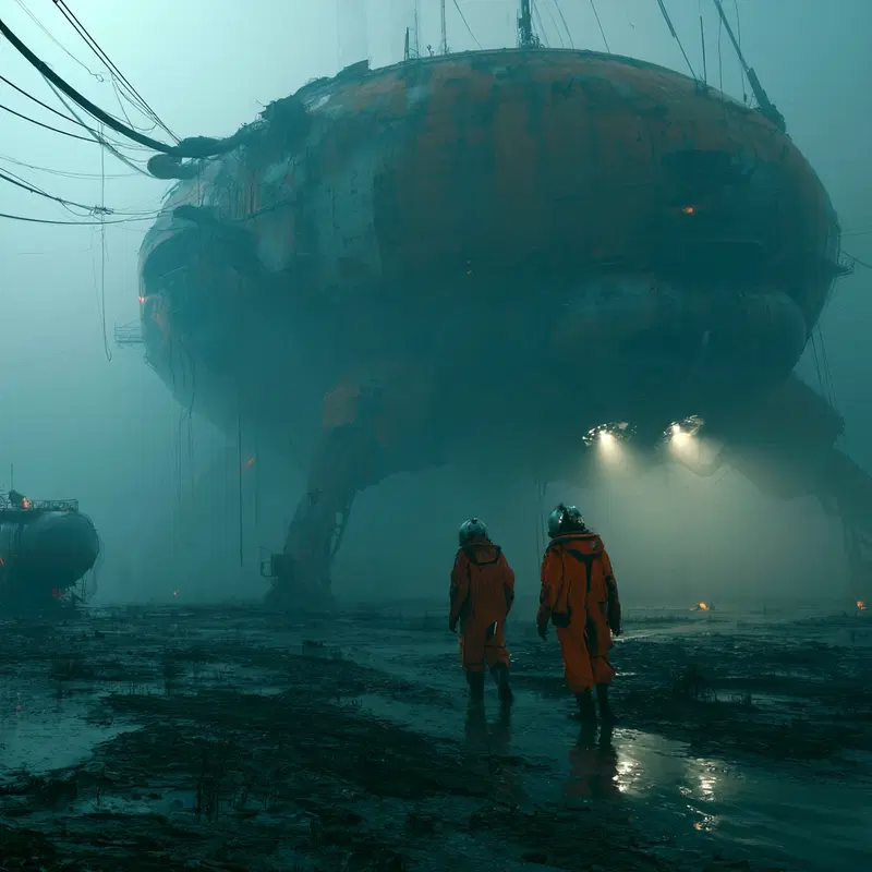 Exploring a Futuristic Alien Landscape with Massive Structures