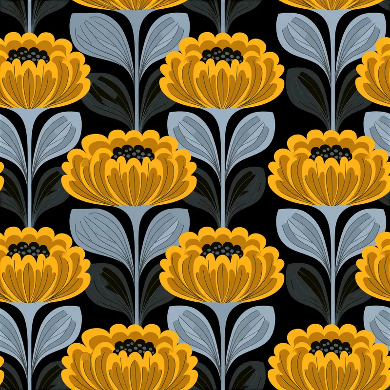 Seamless Floral Pattern with Nordic Style and Bright Colors
