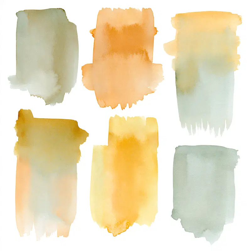 Soft Abstract Watercolor Wash Stroke Studies in Earthy Tones