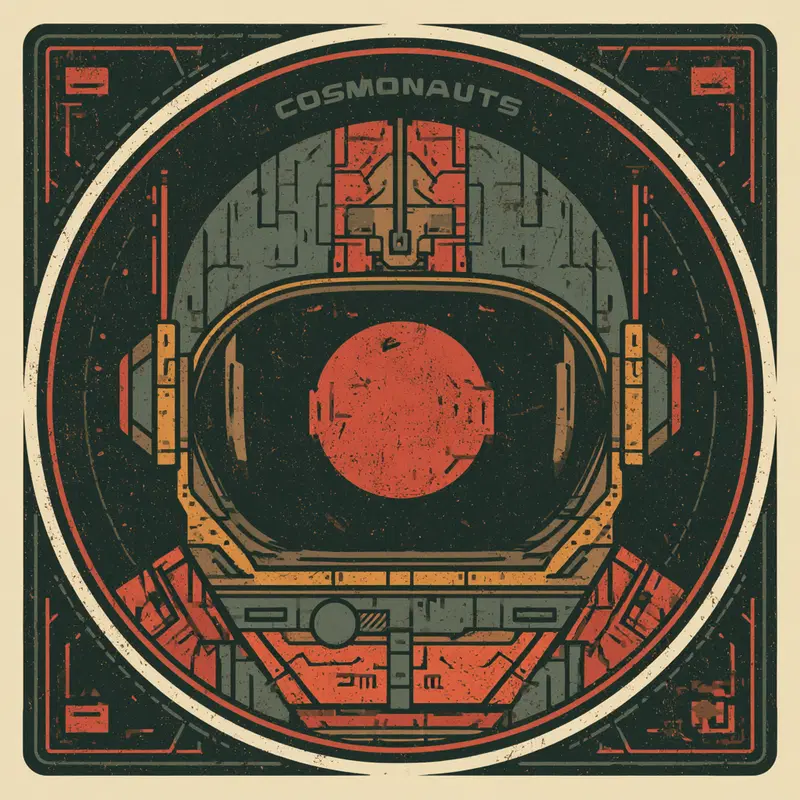 Vintage Space Mission Patch Featuring Cosmonauts Design