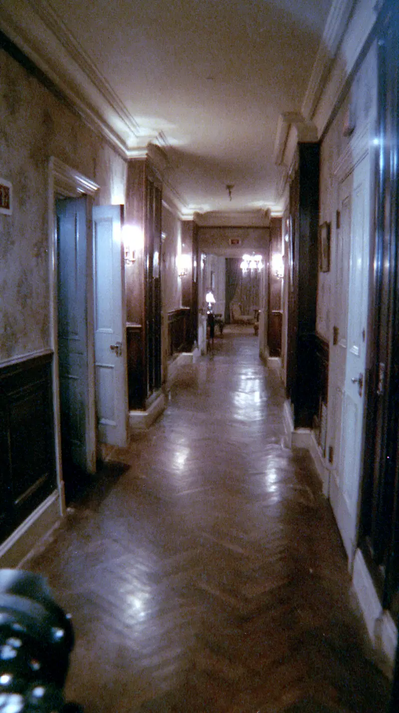 1979 Super 8 Film-Inspired Dimly Lit Hallway Scene