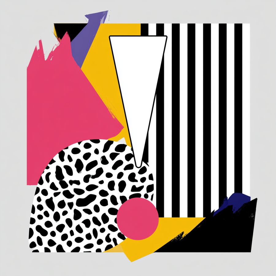 A vibrant graphic featuring an exclamation mark, abstract shapes, and bold colors including pink, yellow, and black.