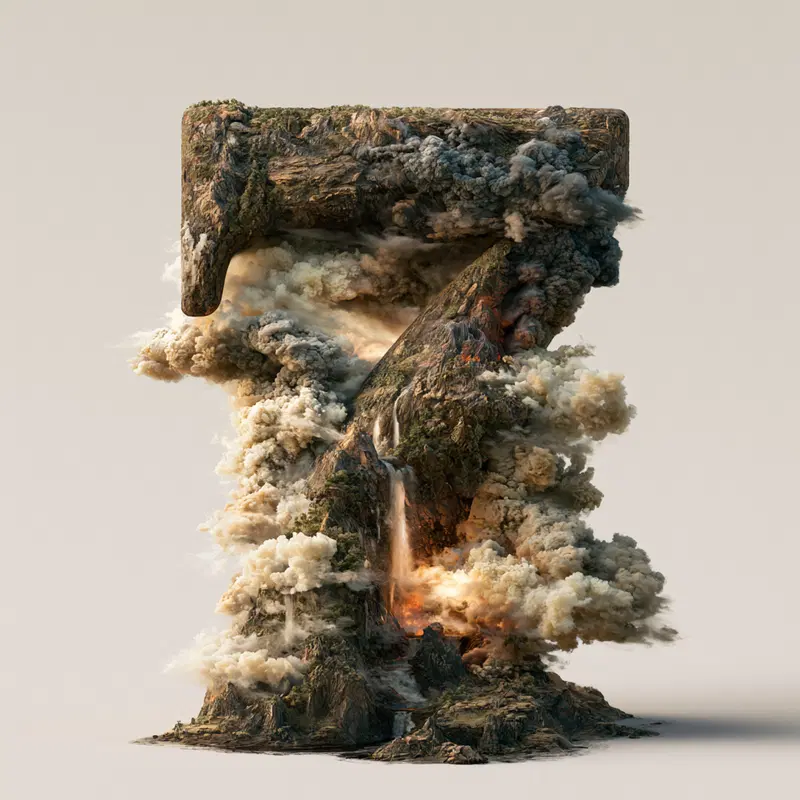 Explosive 3D Artistic Interpretation of the Number Seven