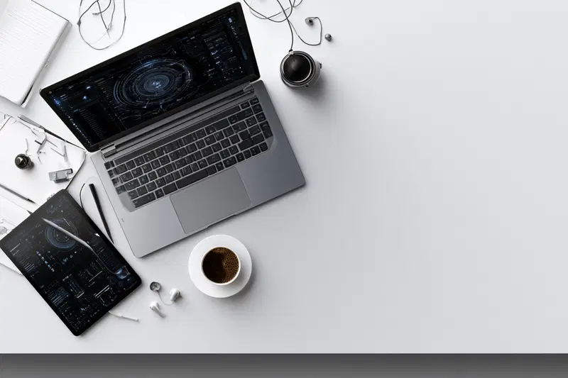 Modern Japanese Office Desk with Laptop and Clean Aesthetic
