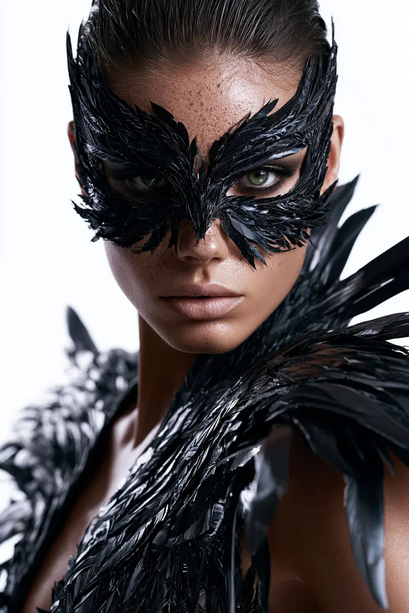 High Fashion Editorial Portrait with Avant Garde Feathers