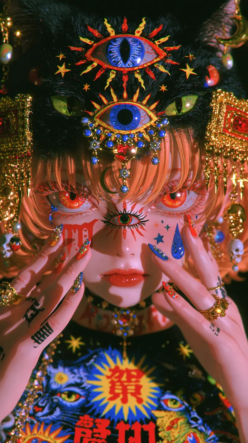 Surreal Dark Aesthetic Portrait with Mystical Elements
