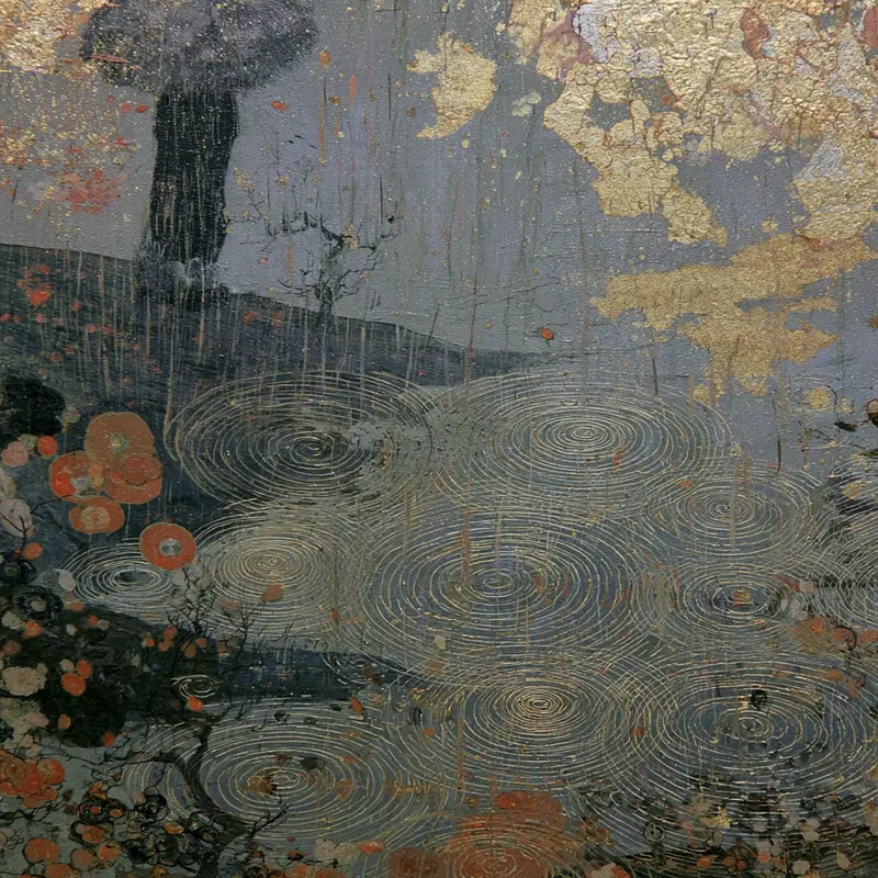 Modern Artistic Interpretation of Rain Ripple Effects